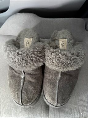 UGG Charcoal Shearling Mule Slippers